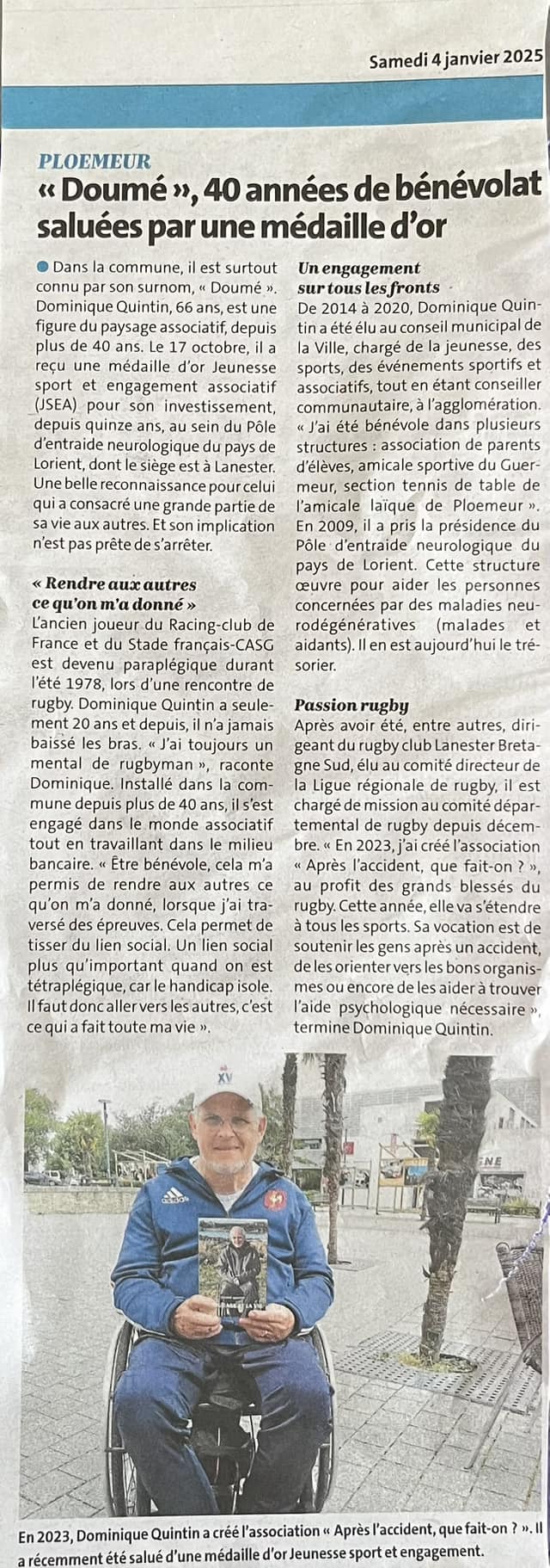 Article Le Télégramme 4 Janvier 2024